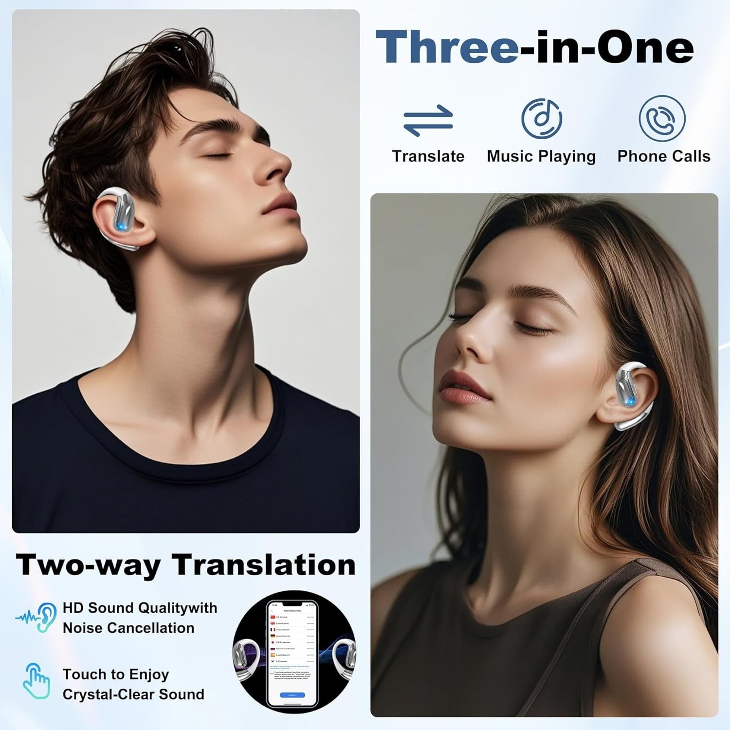 Wireless Earbuds, Real-Time AI Translation Earbuds,144 Languages Language