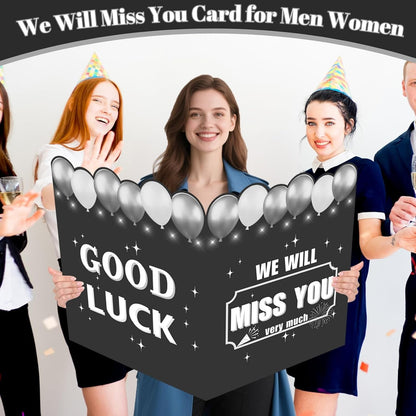 We Will Miss You Retirement Card Large, Farewell Card for Coworkers, Black