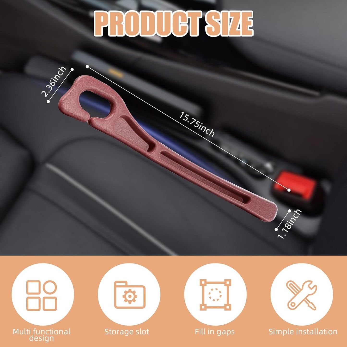 Car Seat Gap Filler Set of 2, Premium Interior Car Accessories, Multifunctional