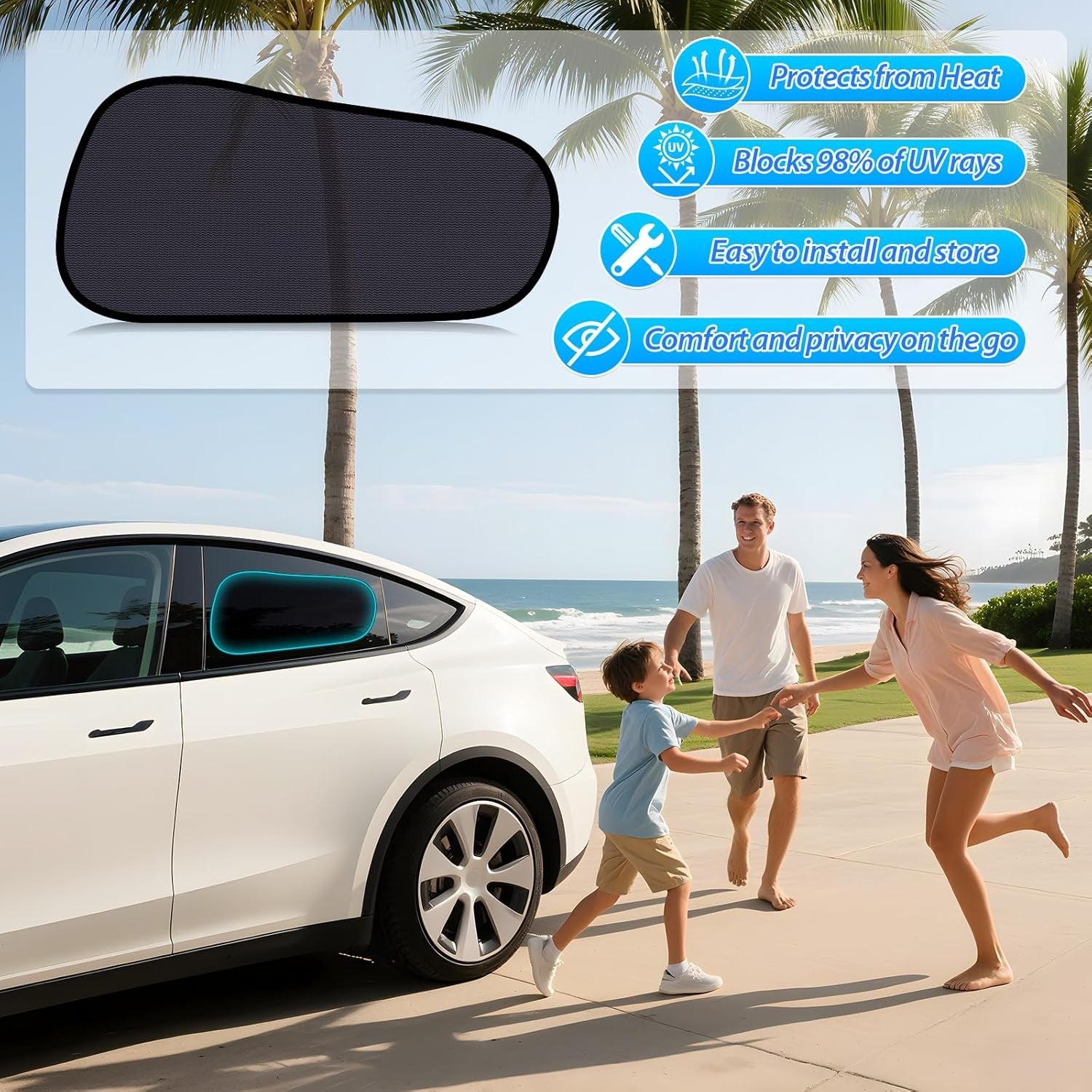 Car Window Shades for Tesla Model Y - Sun Shade Semi-Transparent Rear Window