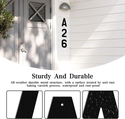 3Inch Black Metal Outdoor Address Signs With Numbers And Letters,Waterproof（H）