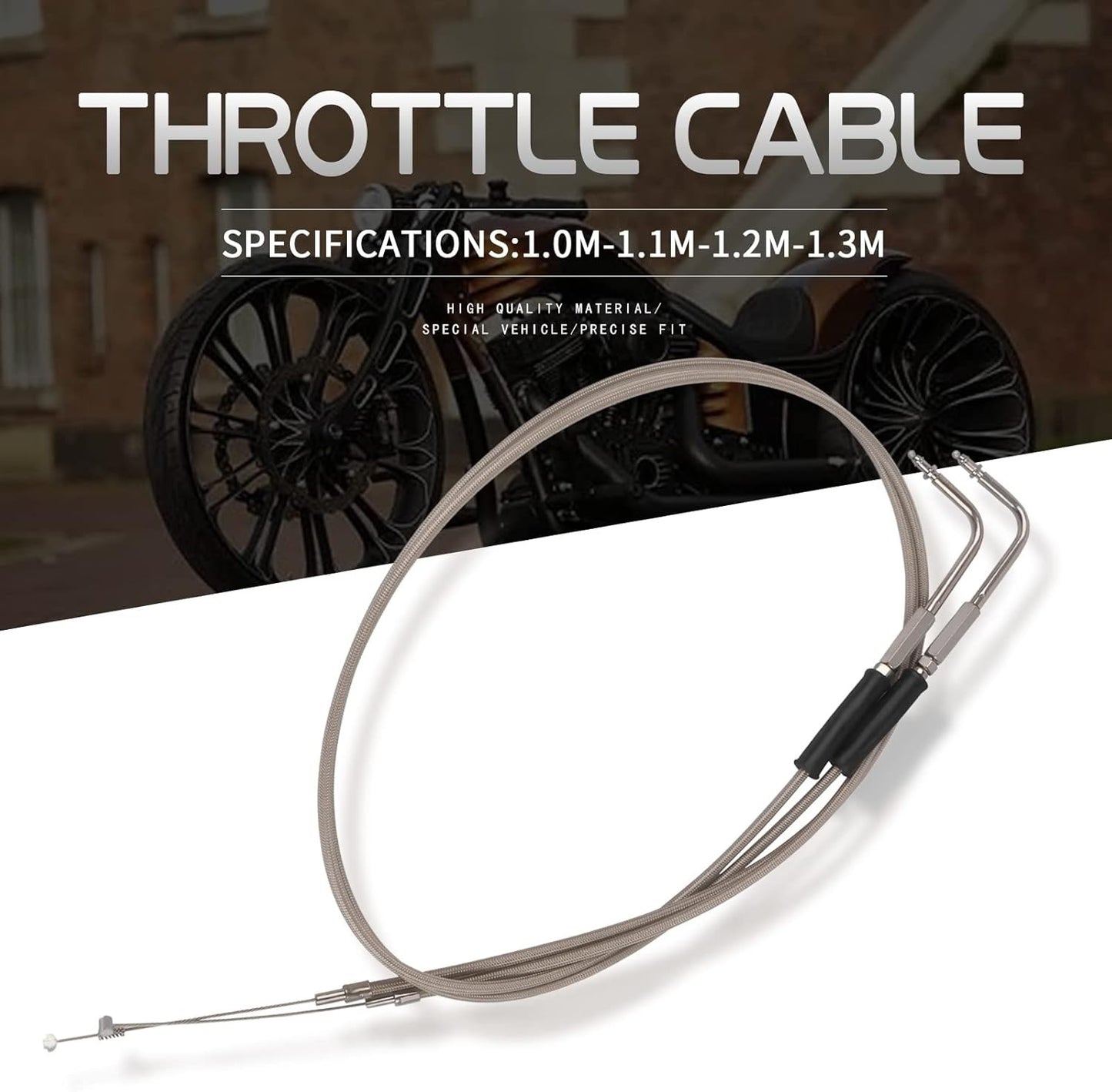 39" 43" 47" 51" Stainless Steel Throttle Cable Wire Kit Idle Cable with Harley