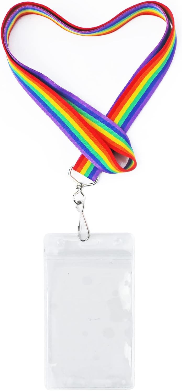 12 Pack Rainbow Lanyard for ID Badges, Colorful Durable Cruise Lanyard