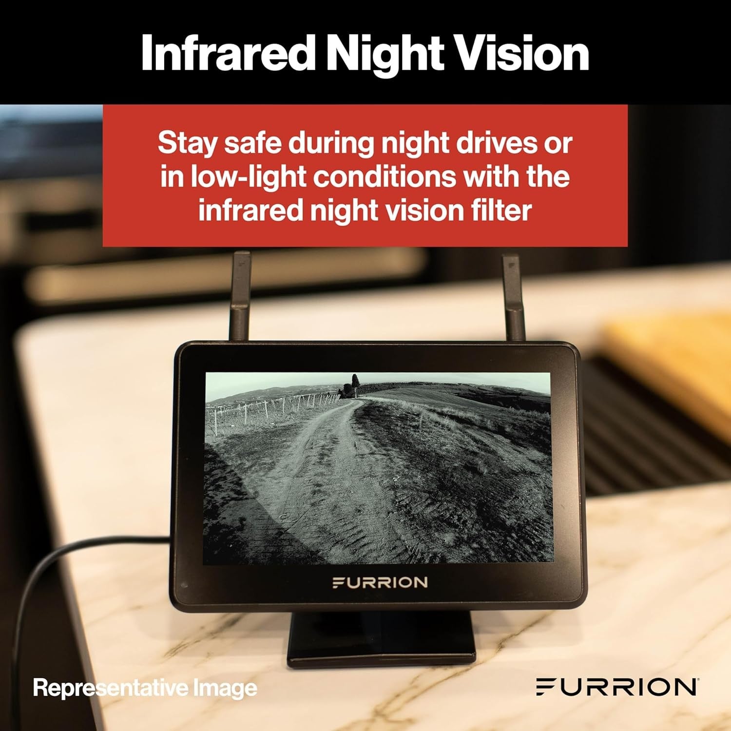 Vision S+ RV Backup Camera System – Sharkfin Wireless Camera, 1080p HD 140° Wide