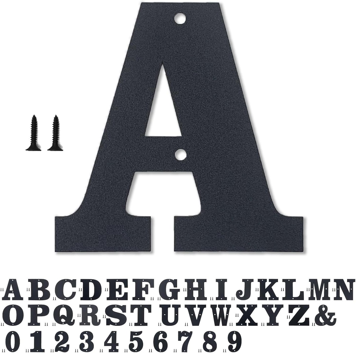 Modern Metal House Numbers and Letters - Weatherproof Black Coating, Black,U