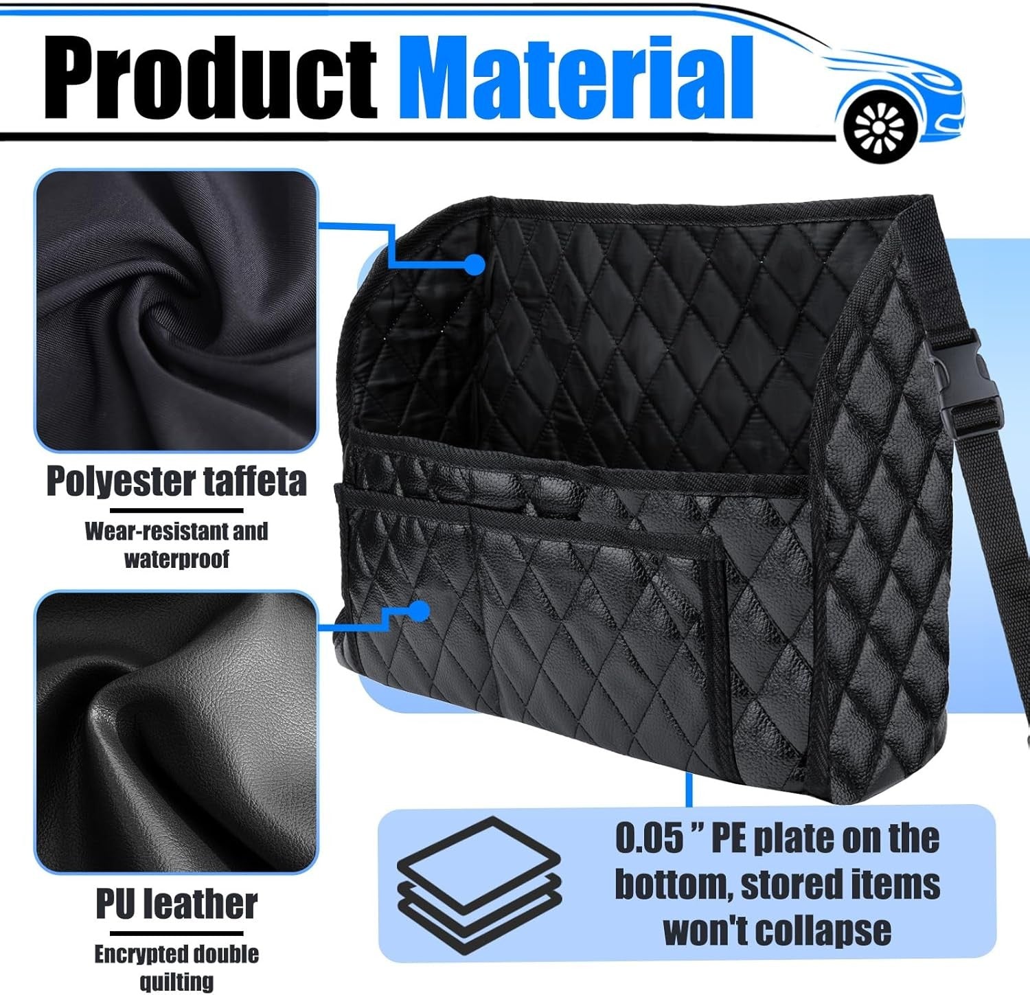 Car Purse Holder Between Seats, Leather Auto Front Seat Handbag Organizer Pocket