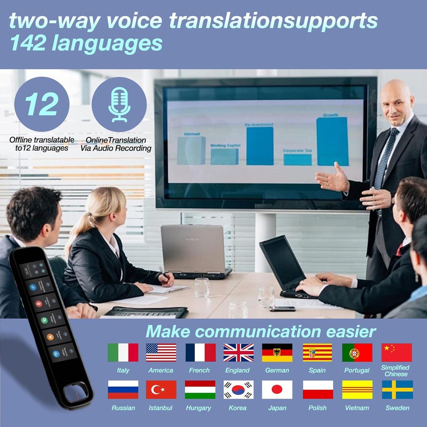 Translation Pen 3.71" Scan Translation Pen for 142 Language Scanning Reading Pen