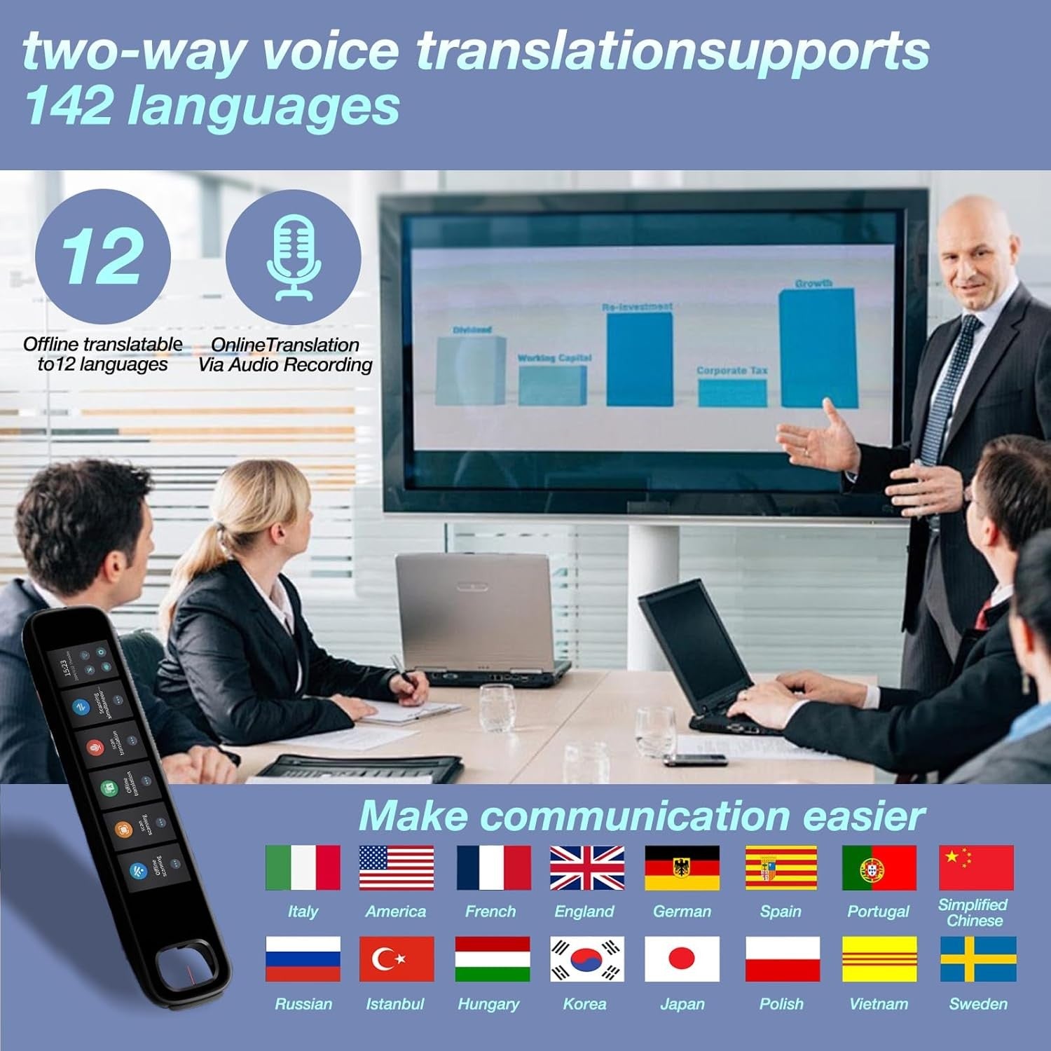 Translation Pen 3.71" Scan Translation Pen for 142 Language Scanning Reading Pen