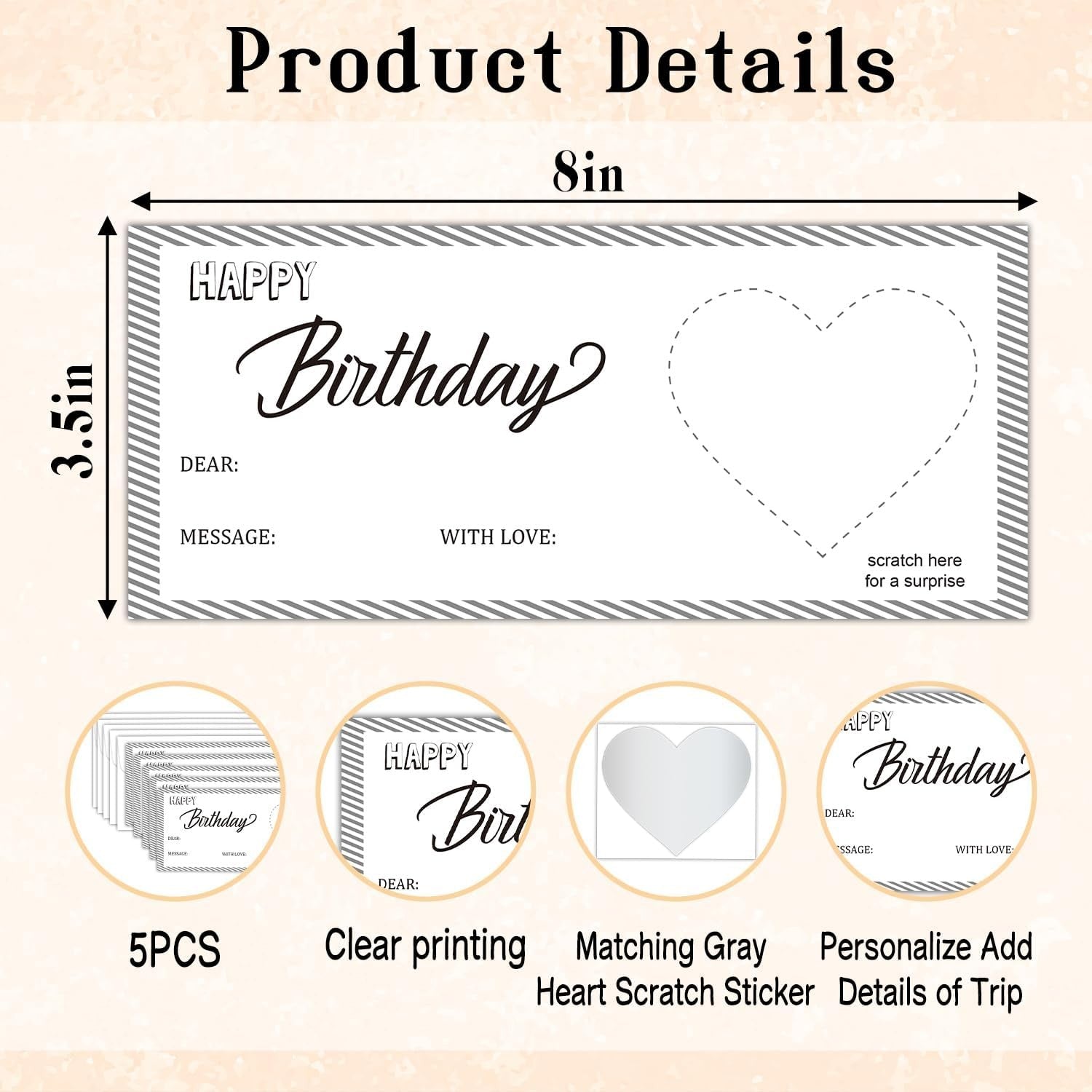 Gray Stripes Diy Birthday Gift Tickets, 5 Set Boarding Pass Ticket Plane Tickets