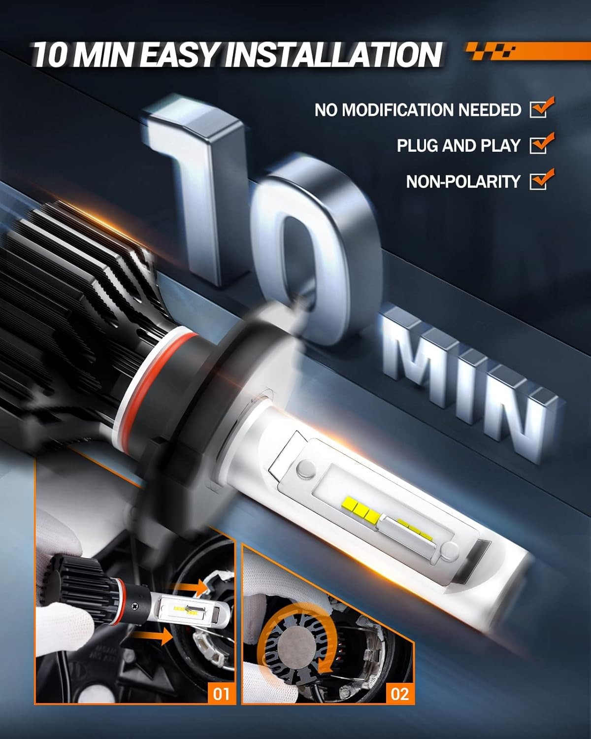 H11 Bulbs, 4X Super Bright Powersport Bulbs 6000K White Plug and Play, Pack of 2