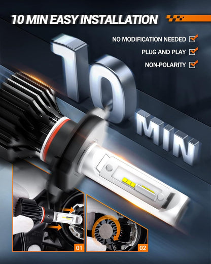 H11 Bulbs, 4X Super Bright Powersport Bulbs 6000K White Plug and Play, Pack of 2