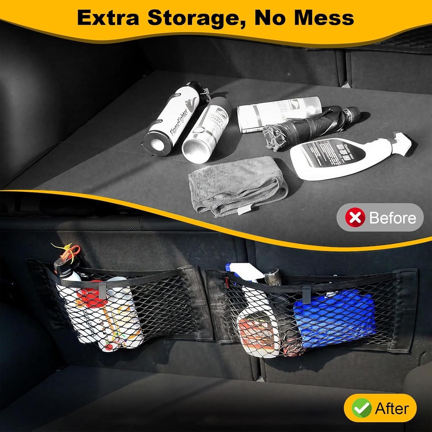 4Pcs Universal Car Storage Net Pockets Stretchable Automotive Mesh Pouch Nets