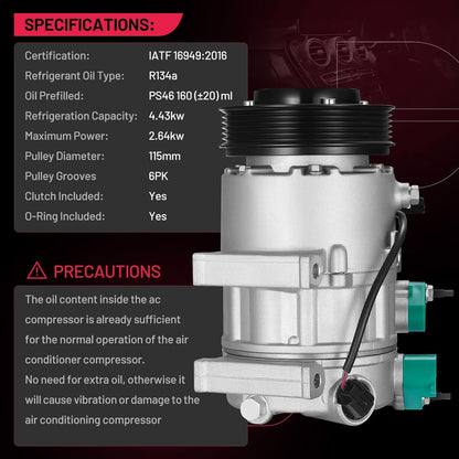 178317 Air Conditioning A/C Compressor with Hyundai Sonata 2011-2014 L4 2.4L L4