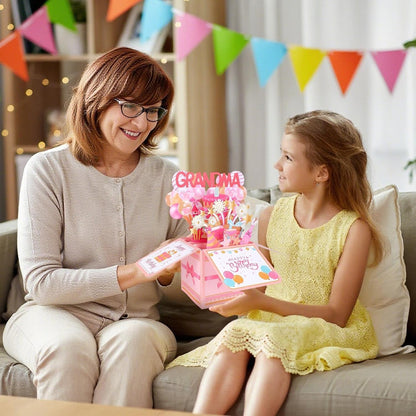 Happy Birthday Pop Card Colorful Balloons & Fireworks Design 3D Greeting Card