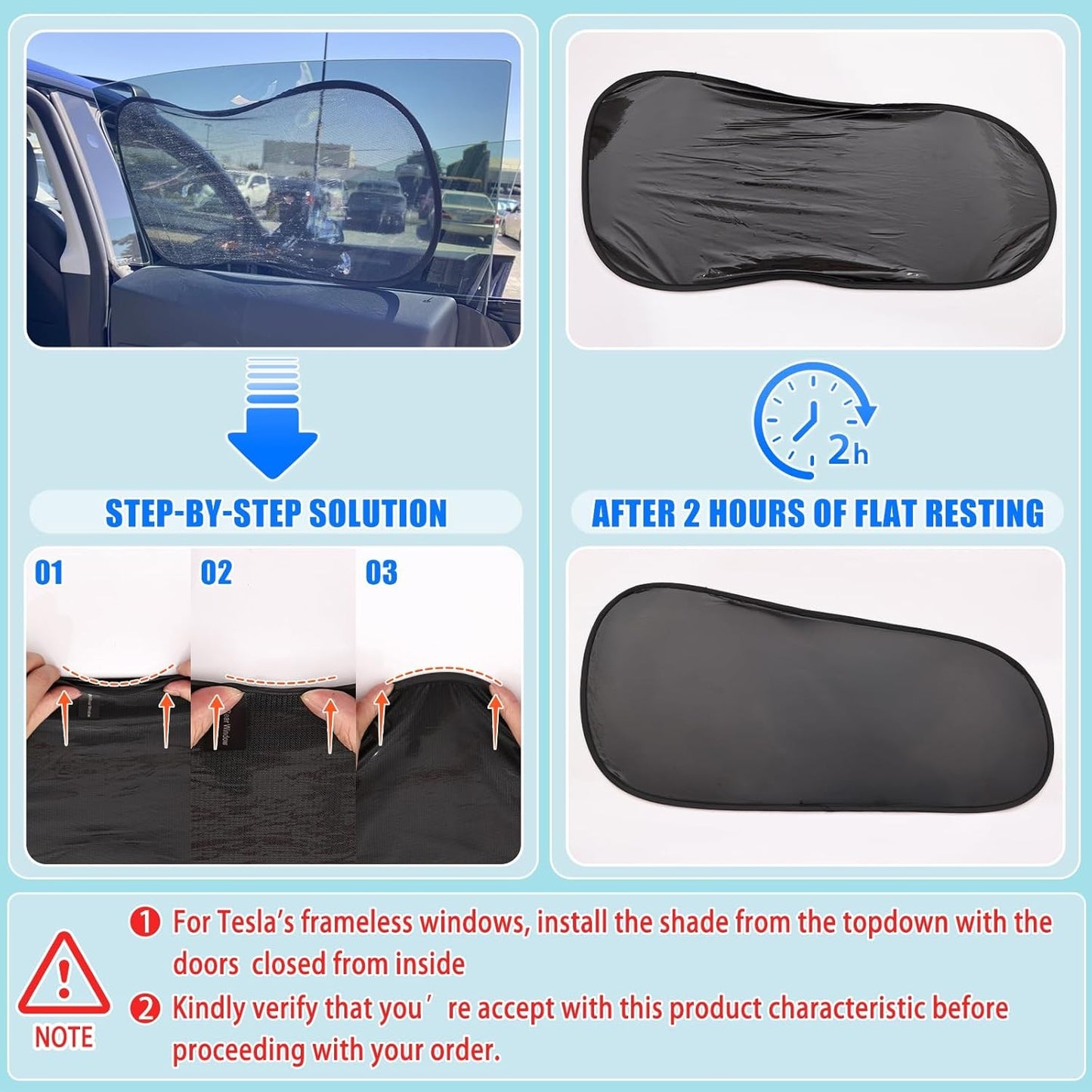 Car Window Shades for Tesla Model Y - Sun Shade Semi-Transparent Rear Window