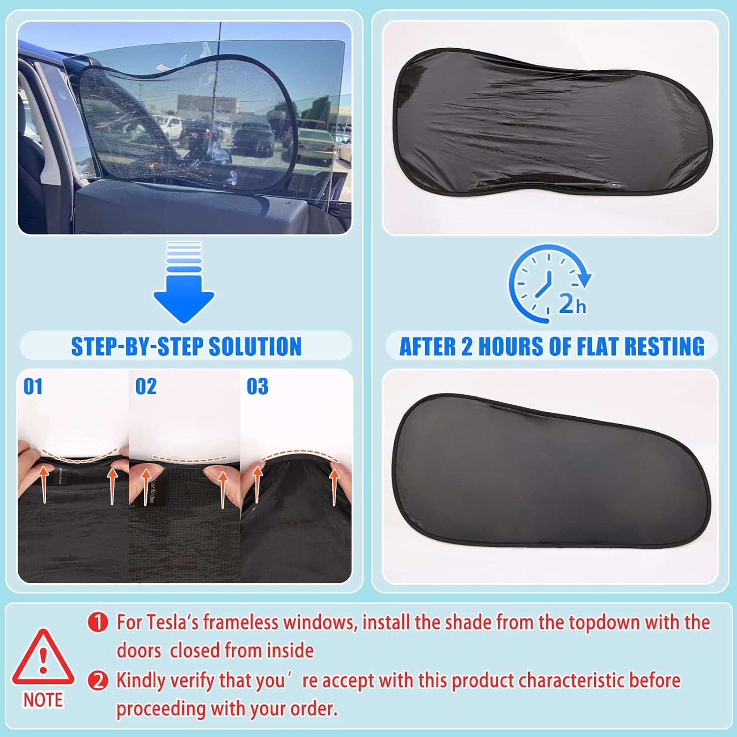 Car Window Shades for Tesla Model Y - Sun Shade Semi-Transparent Rear Window
