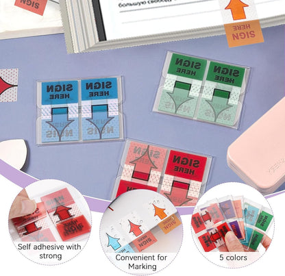 500pcs Sign Here Post It Flags, 10 Sets Post It Sign Here Flags, Index Tabs Post
