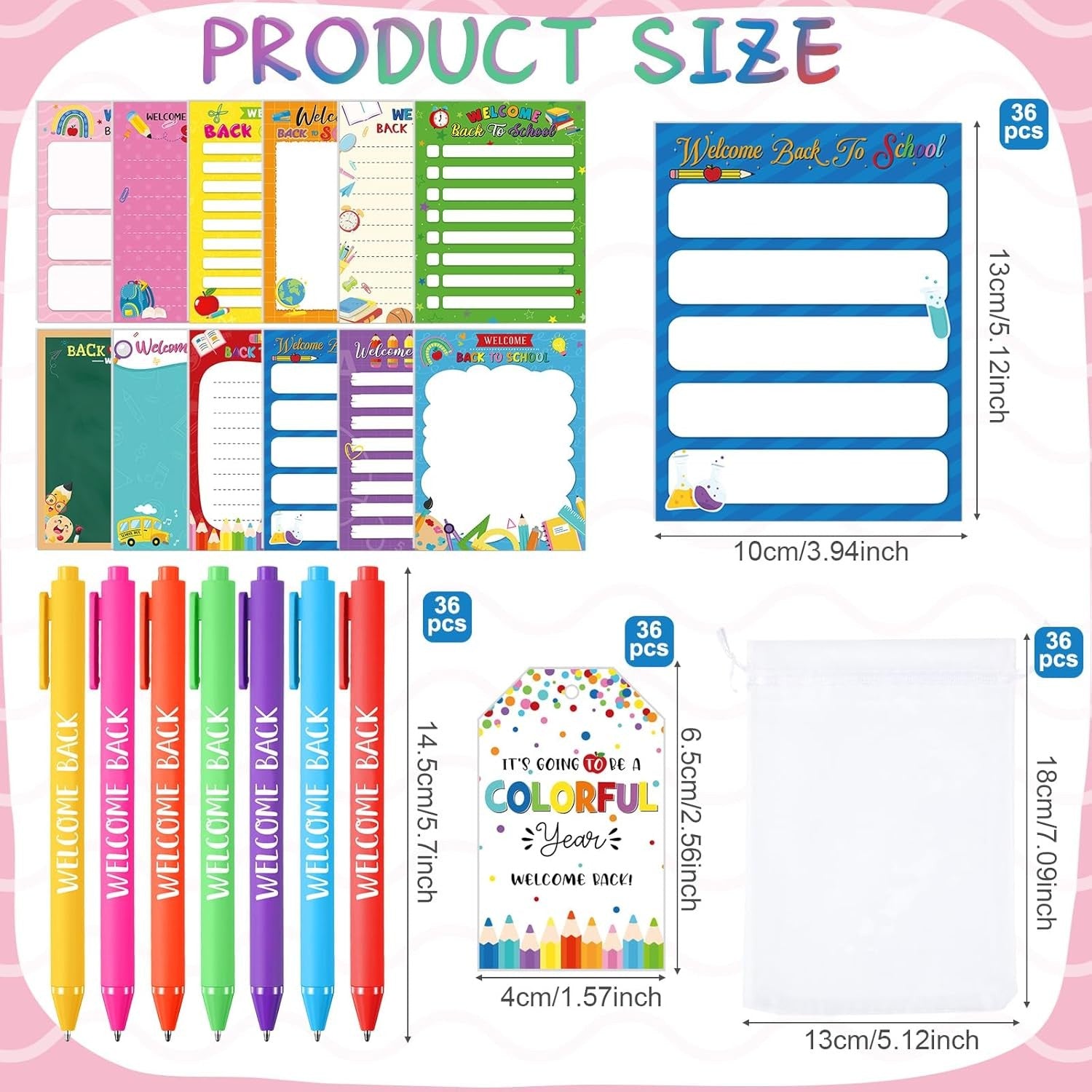 36 Sets Back to School Gifts for Students Welcome Back Sticky Notes Pens Notepad