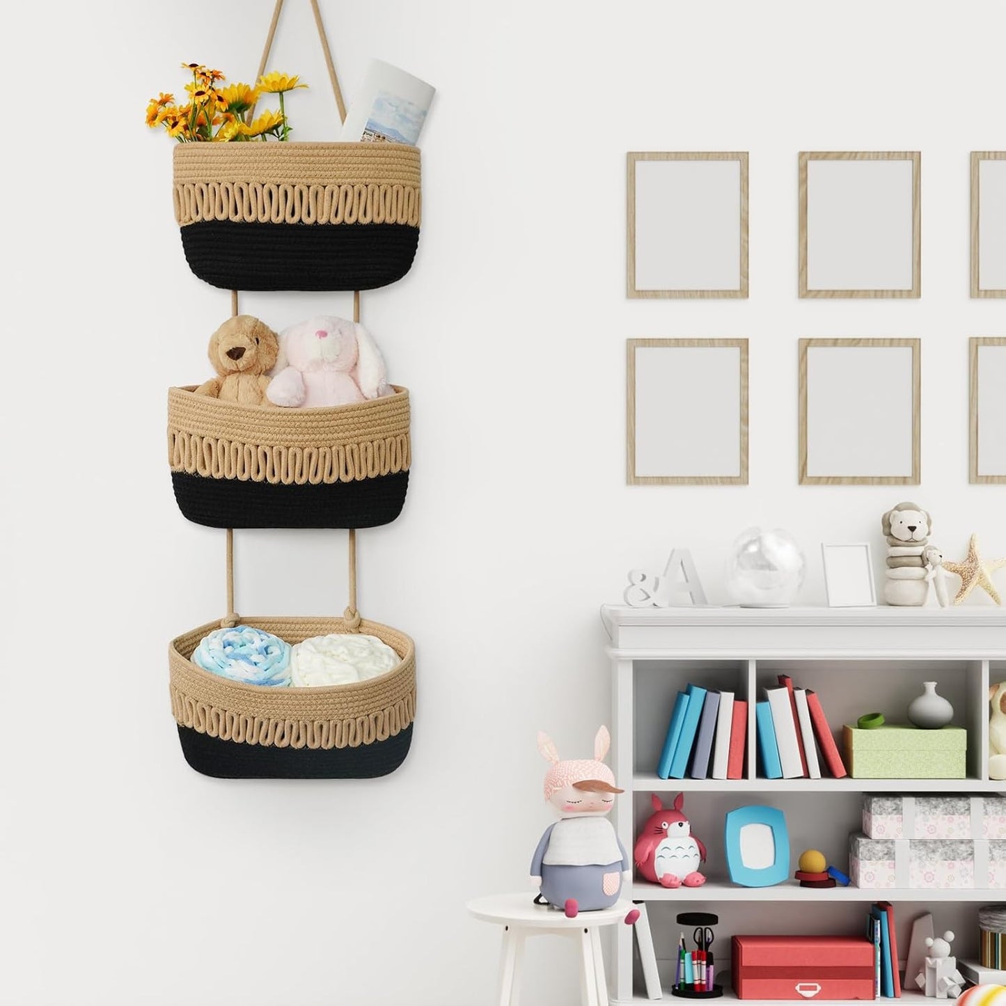 Over the Door Hanging Baskets for Organizing, 3-Tier Hanging Wall Basket Storage