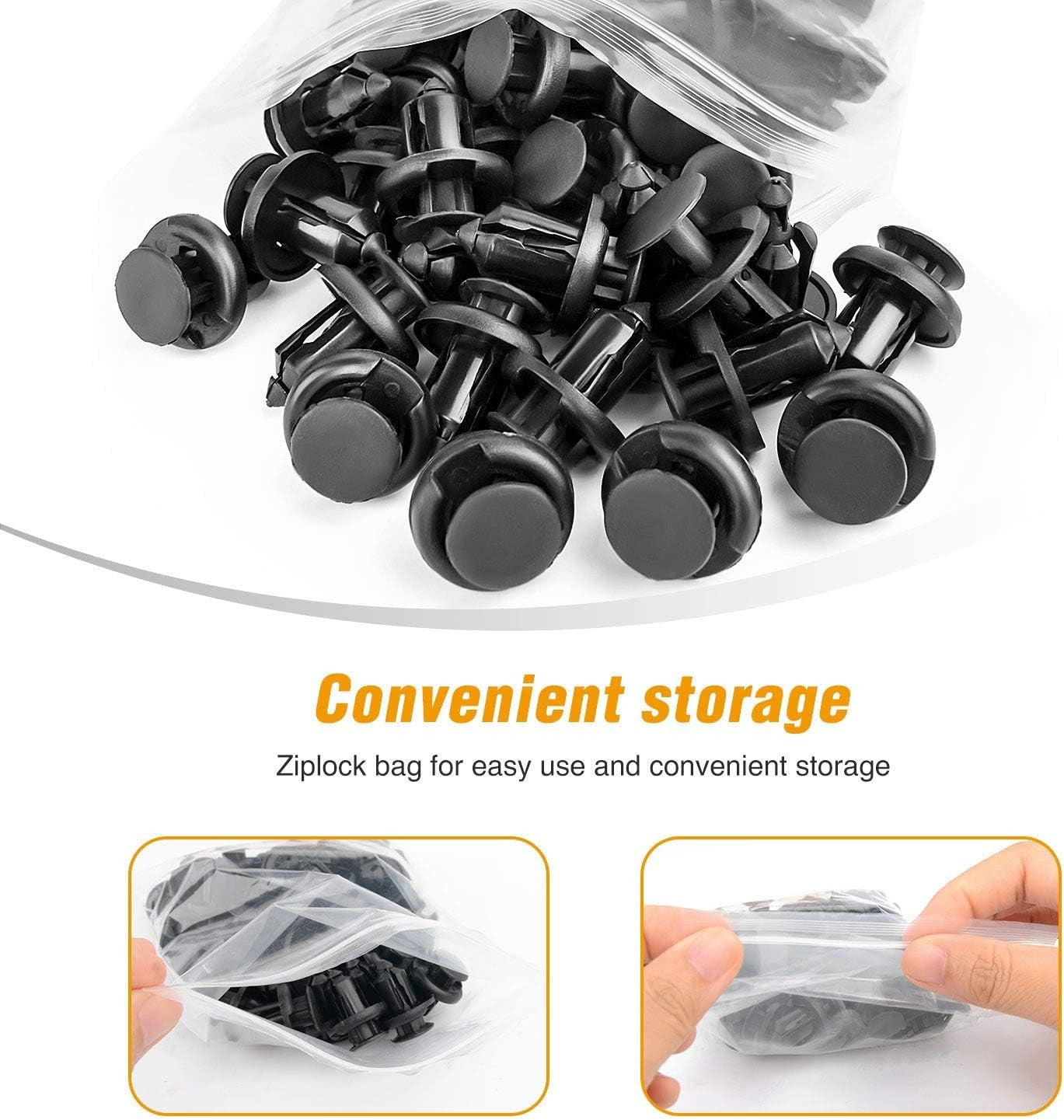 Fender Rivet Clips 100PCS 10mm Black GRC-45 Fastener Remover 91503-SZ3-003 Bonus