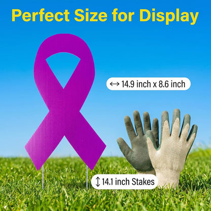 5pcs Large Ribbon Awareness Yard Signs with Metal Stakes 14" Ribbon Health