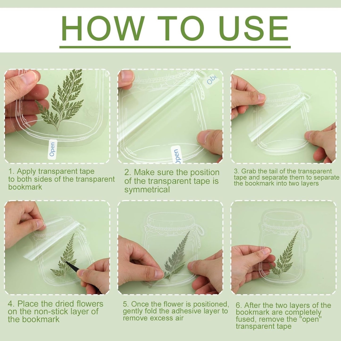 20pcs Transparent Dried Flower Bookmark, Botanical Specimen Clear Floral