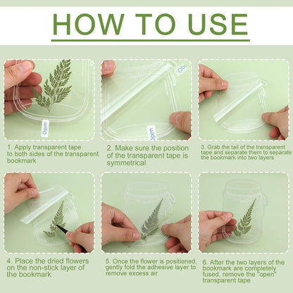 20pcs Transparent Dried Flower Bookmark, Botanical Specimen Clear Floral