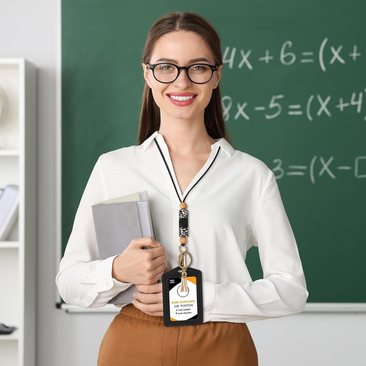 Teacher Lanyards for ID Badges - Teacher Lanyard with ID Holder, Leopard Print