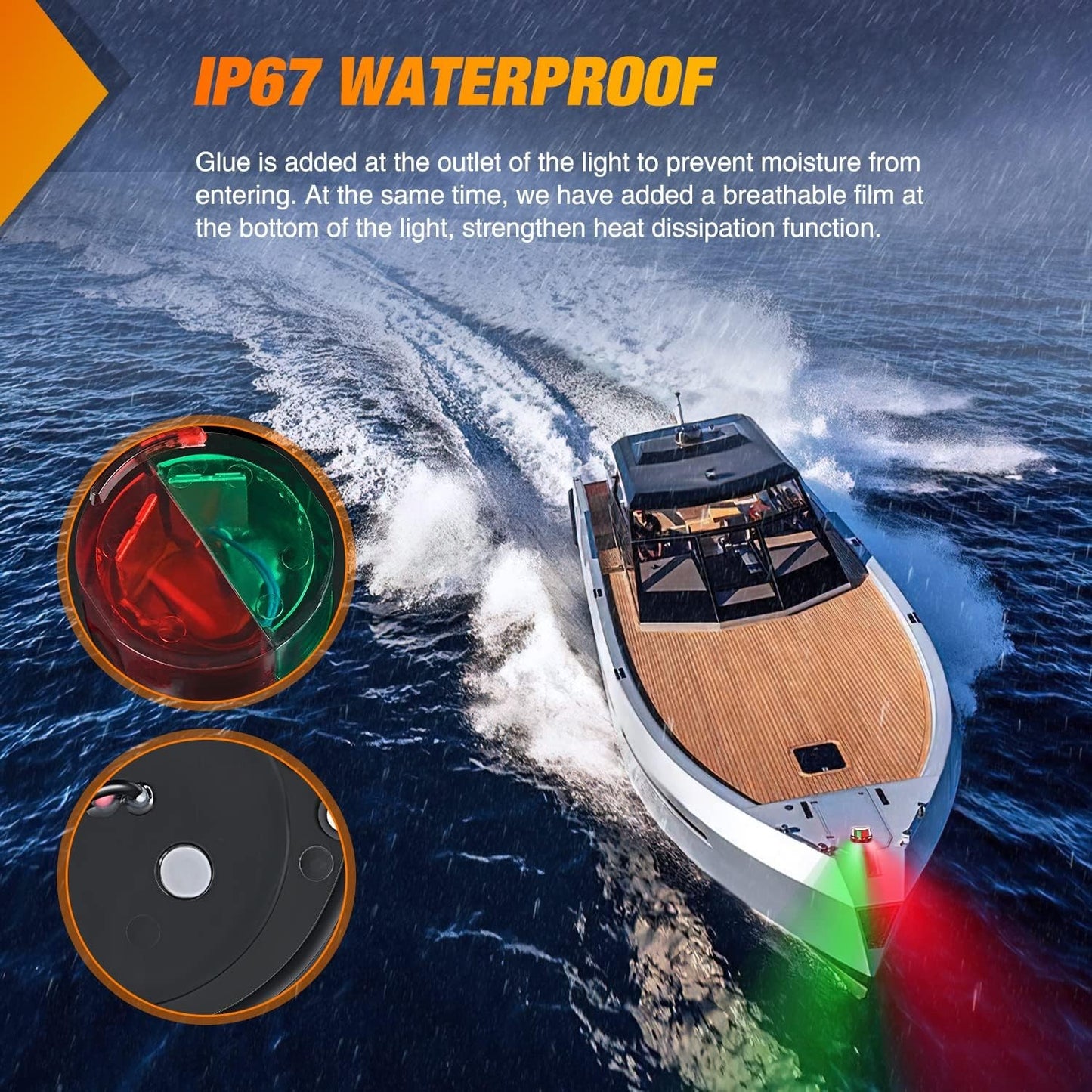 Marine Boat Navigation Light 24LED Red Green LED Port Starboard Signals Bow