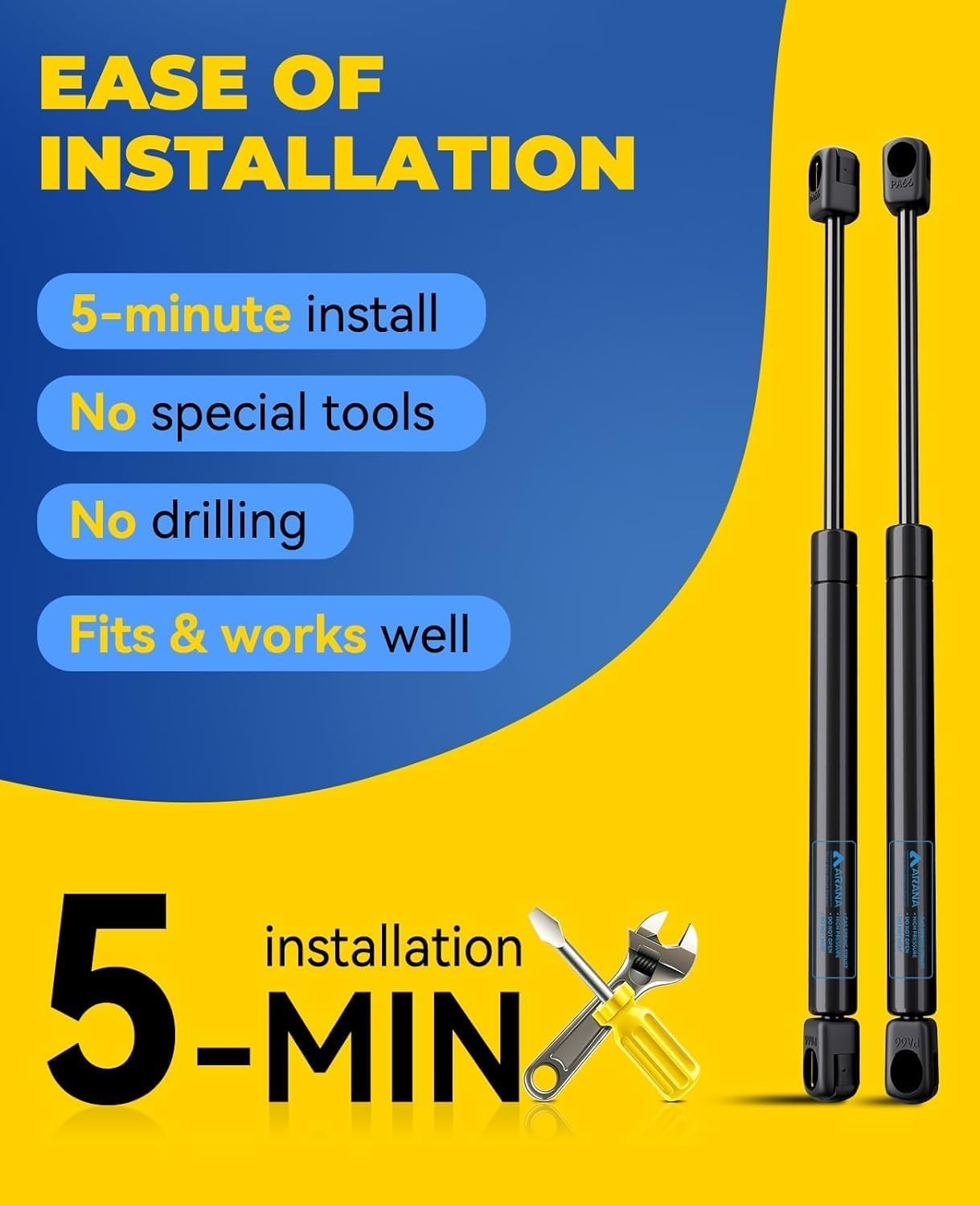 GSNI-5200-30 C16-02622 17 inch 28lb/125N Gas Struts, 4423 Gas Shock Lift 2Pcs