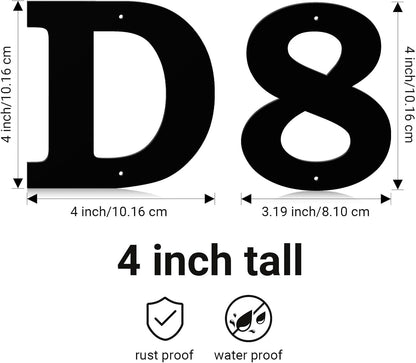 4 Inch Floating Metal House Numbers and Metal letters Black Modern Door Number X