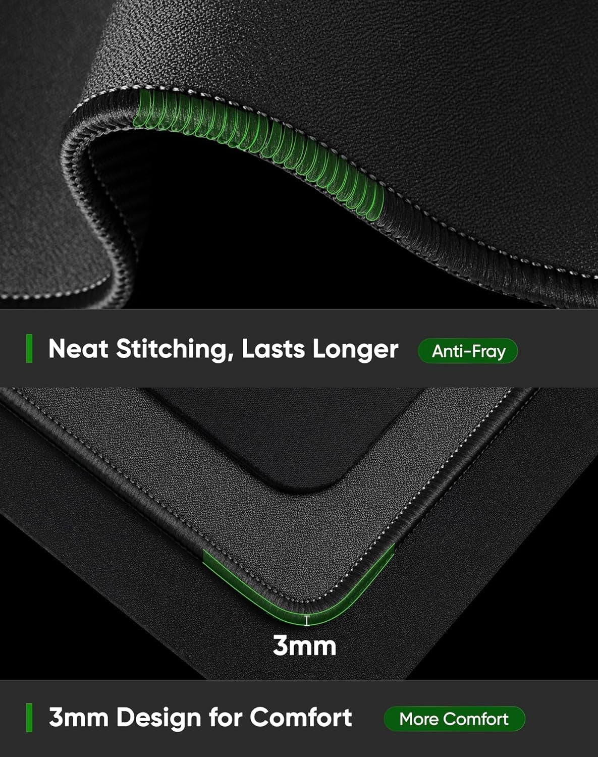 Black Waterproof Desk Mat, Large Mouse Pad with Extended 11.81''x31.50''x0.12''
