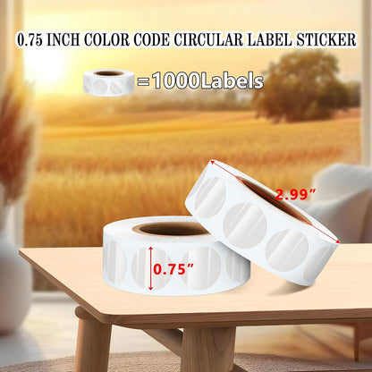 3/4 Inch Roll Color Coding Labels,1000 per Roll Round Permanent Adhesive Color