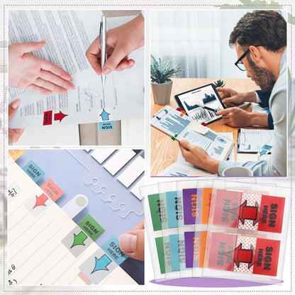500pcs Sign Here Post It Flags, 10 Sets Post It Sign Here Flags, Index Tabs Post