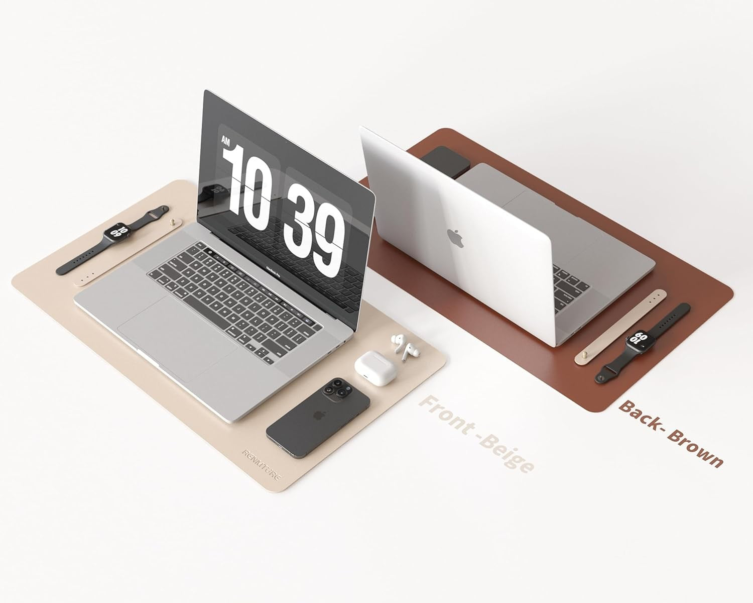 Double-Sided Two-Tone Faux Leather Desk mat Desktop Organization 23.6" x 13.7"
