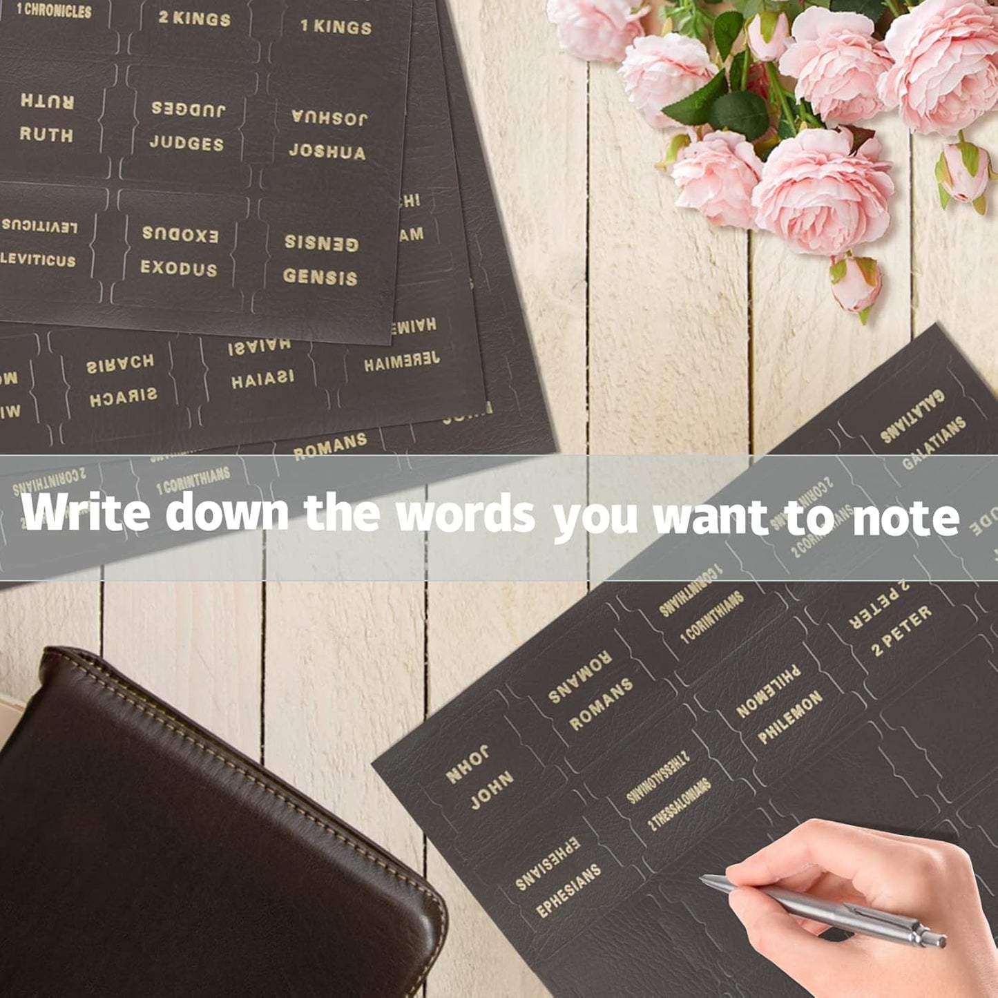 Leather Bible Tabs Personalized Bible Journaling Tabs Women and Girl 100 Bible