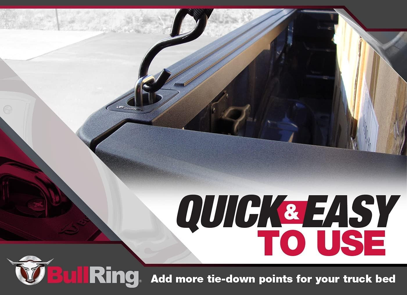 Offset Flush Fit Retractable Truck Bed Tie Downs for '15-'25 Ford F150, '17-'25