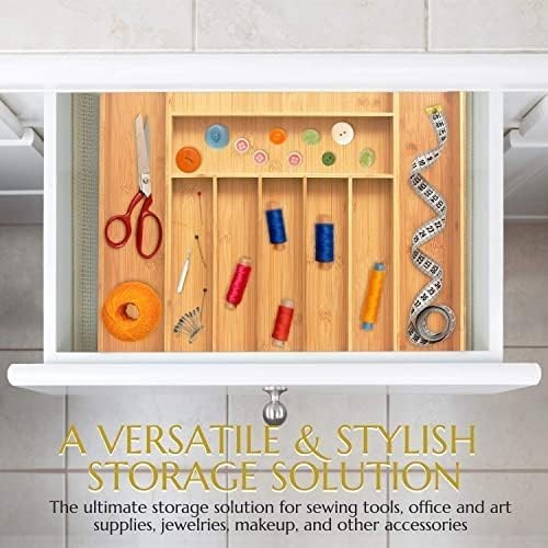 Signature Living Bamboo Expandable Utensil Drawer Organizer, Premium Bamboo