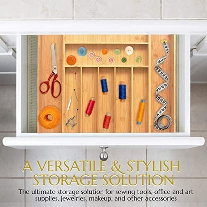Signature Living Bamboo Expandable Utensil Drawer Organizer, Premium Bamboo