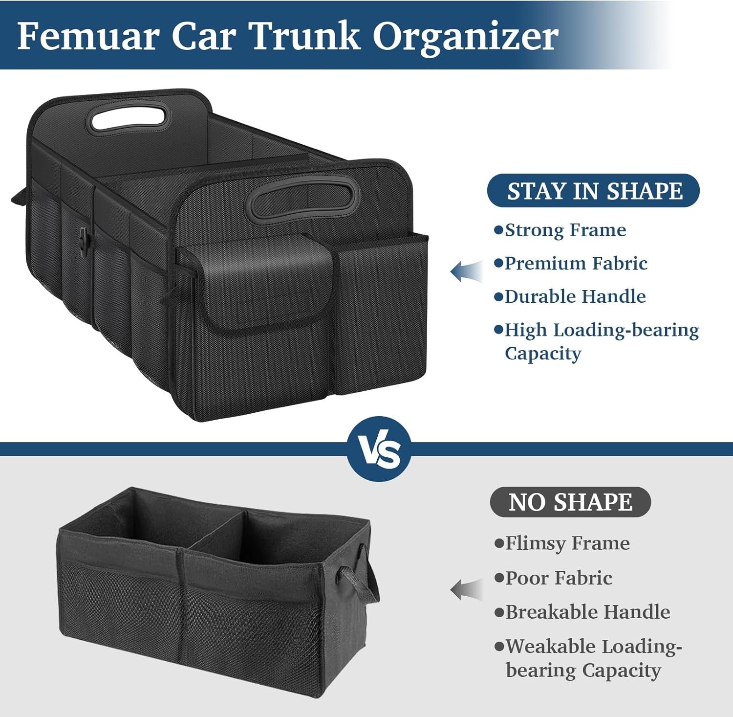 Car Trunk Organizer Large Capacity Waterproof Car Accessories for Women & Men