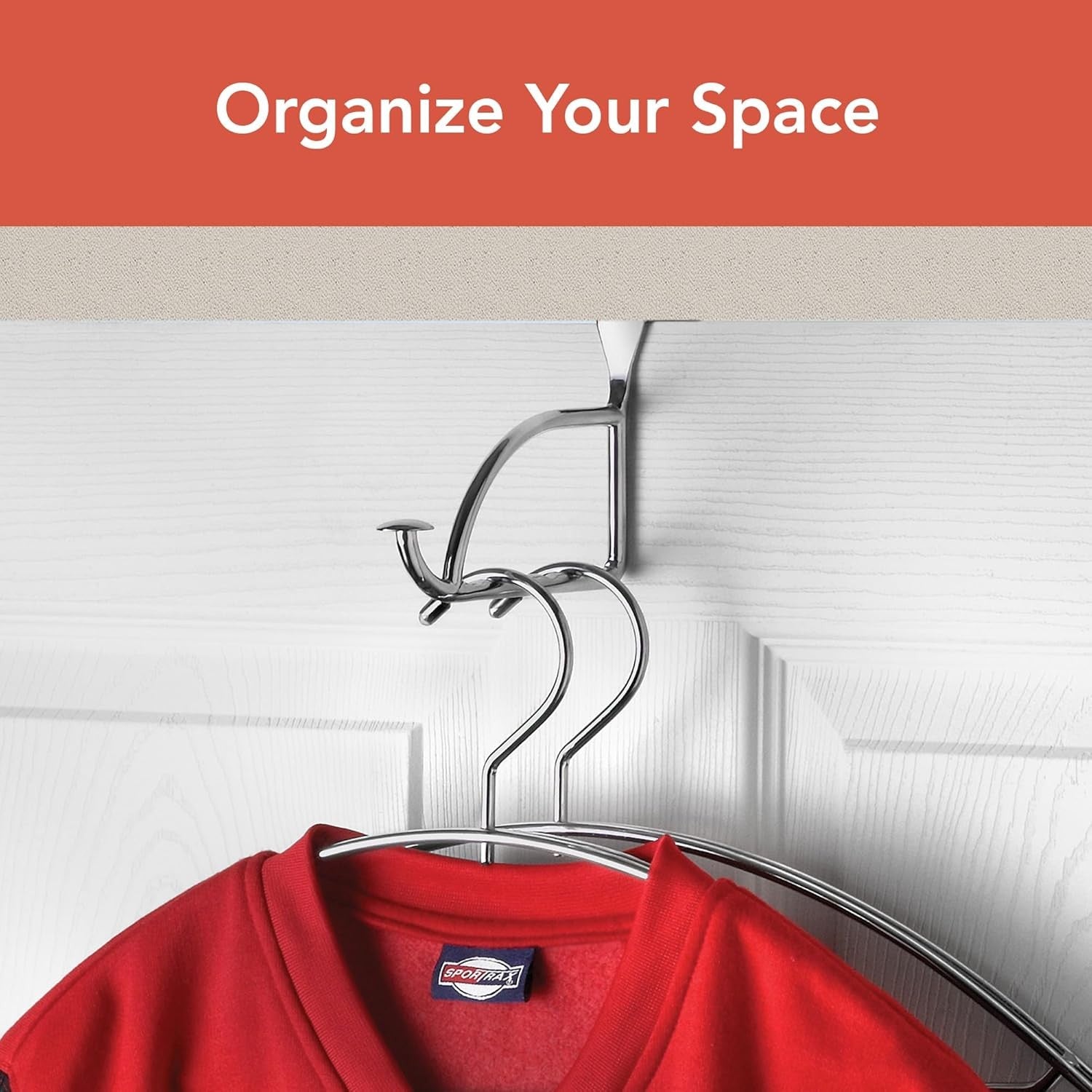 Stratford Chrome Over The Door Hook Valet for Hanging Clothes Towels Robes, Easy