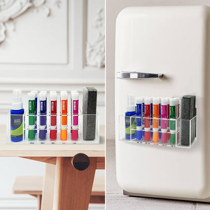 Acrylic Magnetic Dry Erase Marker Holder 10 Slots Clear Magnetic Marker Pen