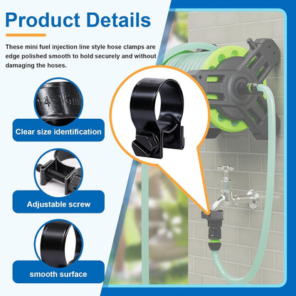 32Pcs 1/4" 5/16" 3/8" Fuel Injection Gas Line Hose Clamps Black Clip Pipe