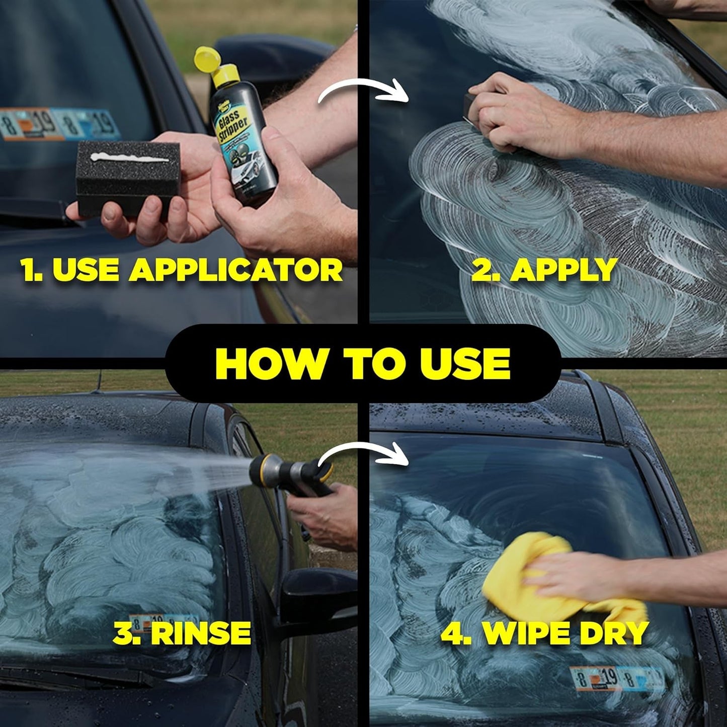 91411 Glass Stripper Water Spot Remover Kit – Cerium Oxide Based Auto Glass