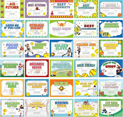 94Pcs Student of Award Certificates End of School Random style shipping Softball