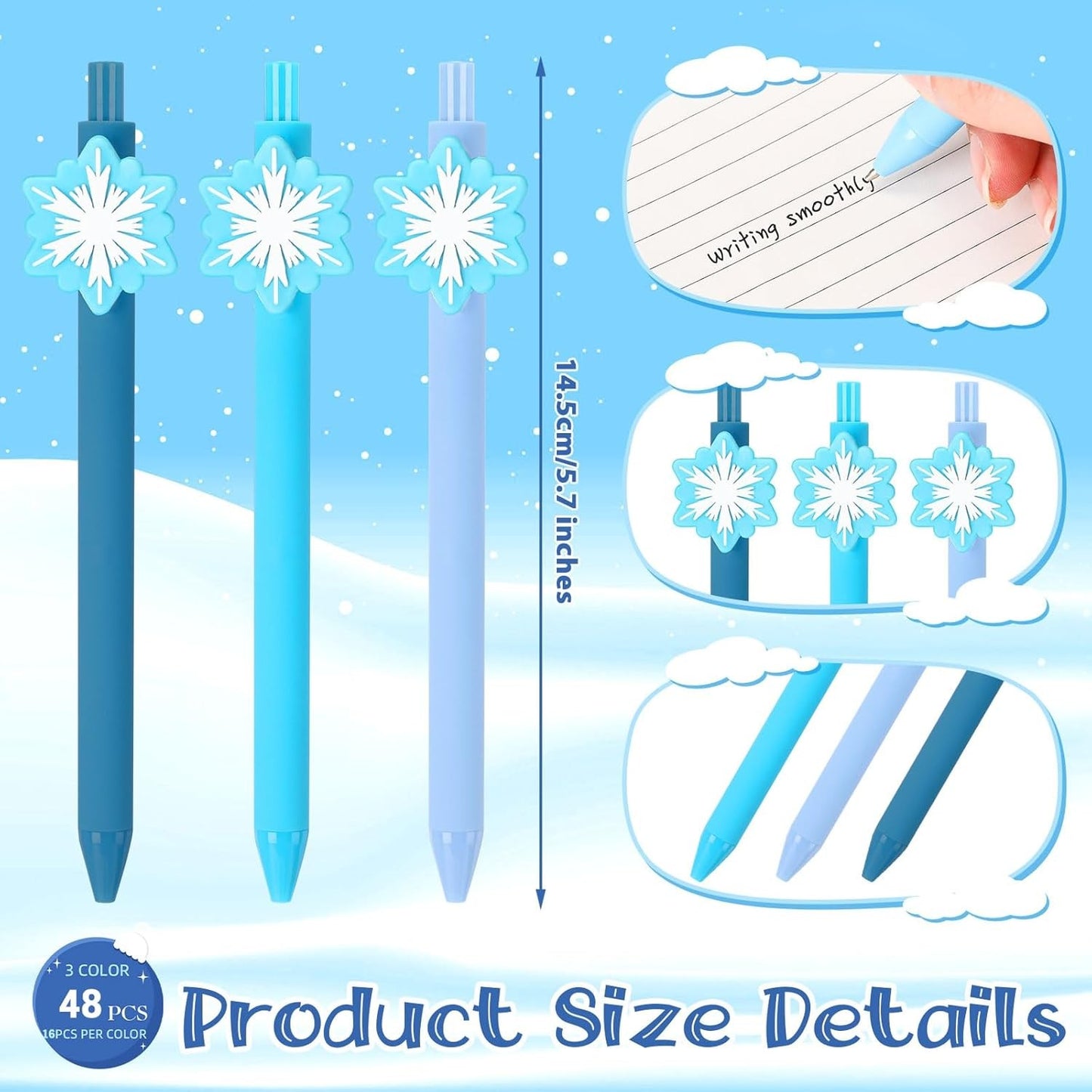 48 Sets Christmas Snowflake Ballpoint Pen Student Winter Gift Bulk Inspirational
