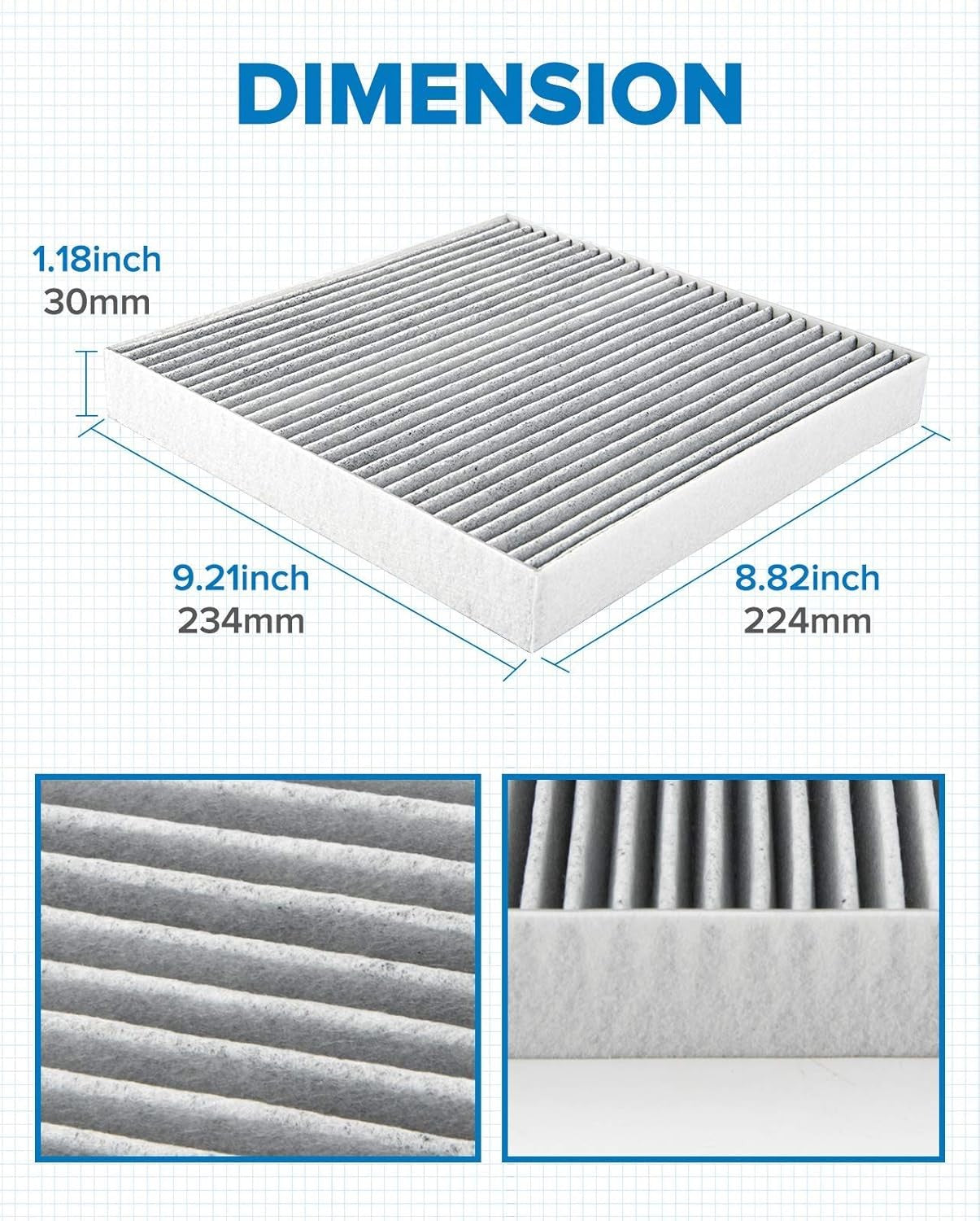 Cabin Air Filter w/Activated Carbon, Compatible with CF10134 Honda Civic, CR-V