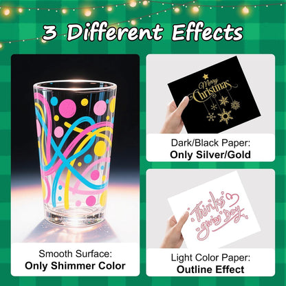 Outline Markers, 18 Metallic Shimmer Glitter Gel Pens, Tween Teen Girl Gifts