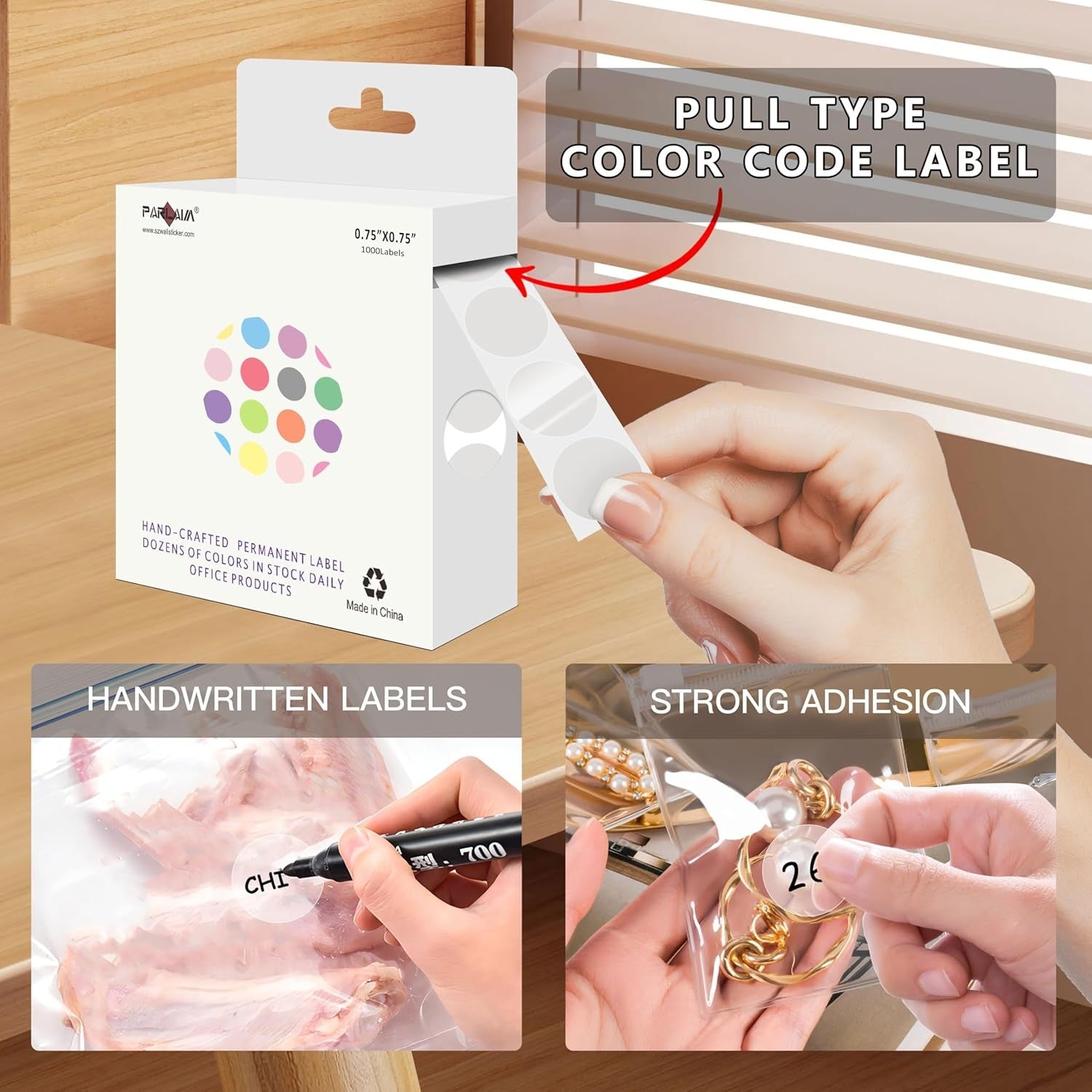 3/4 Inch Roll Color Coding Labels,1000 per Roll Round Permanent Adhesive Color