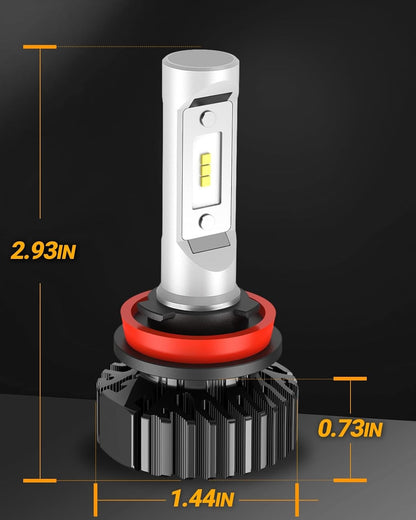 H11 Bulbs, 4X Super Bright Powersport Bulbs 6000K White Plug and Play, Pack of 2